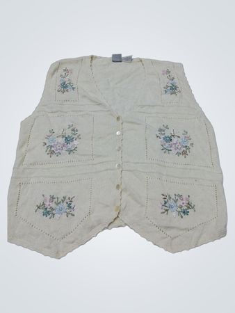Blair Damen Creme Bestickte Strickweste