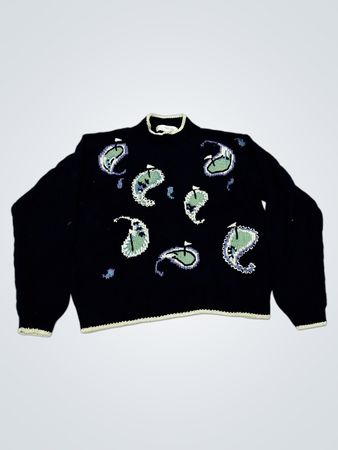 E. Stirling Schwarzer Paisley-Strickpullover