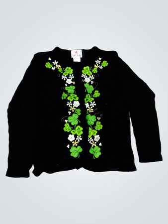 Quacker Factory Schwarzer Kleeblatt bestickter Cardigan