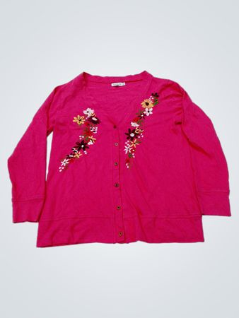 Time for Me Pink Bestickter Cardigan