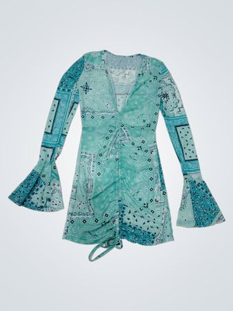 Rüschiges Paisley-Minikleid