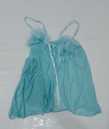 Blue Feather Trim Babydoll