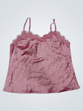 Rosa Camisole mit Spitzenbesatz