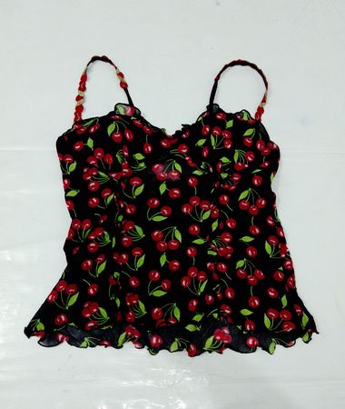 Schwarze Kirsch-Print-Camisole