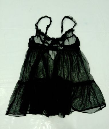 Peek-a-Boudoir Schwarzes Mesh-Babydoll