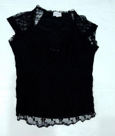 L.A. HEARTS Schwarzes Spitzenbesatz-Top