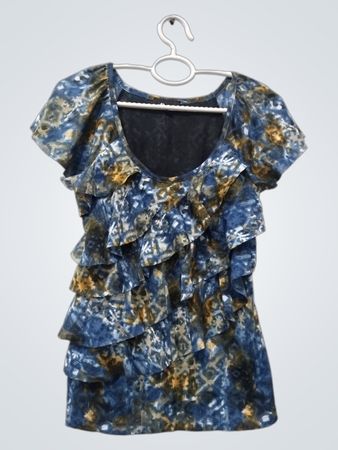 AB studio Women's Ruffled Tie-Dye Top