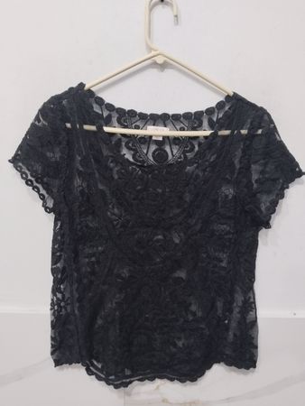 Xhilaration Black Lace Top