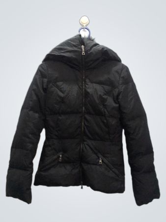 Black Puffer Jacket with Fur Trimmed Hood