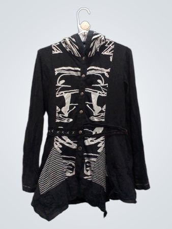 Emma & G Black White Printed Button Up Shirt