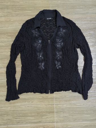 Gerry Weber schwarze Pailletten-Bluse mit Blumenmuster