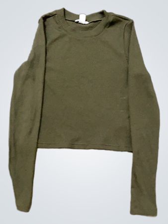 H&M Geripptes, langärmeliges, kurzes Top