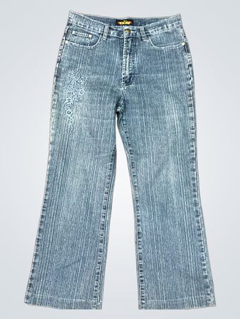 Rock & Republic Damen Blue bestickte Flared-Jeans