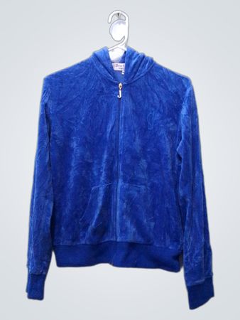 Juicy Couture Blaue Velours-Kapuzenjacke