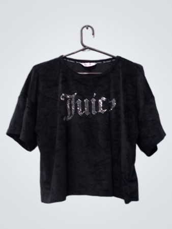 Juicy Couture Schwarzes Samt-Graphic-T-Shirt