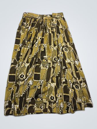 Vintage Geometric Print Midi Skirt