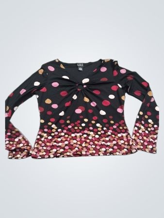 I.N.C International Concepts Schwarzes Langarmshirt mit Polka‑Dot-Muster