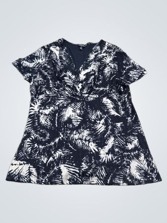 Rafaella Damen Kurzarm V-Ausschnitt Top mit Palmenmuster