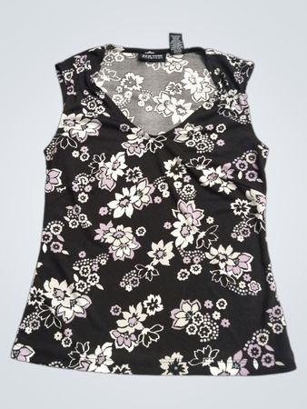 NEW YORK & COMPANY Damen Top mit Blumenmuster, ärmellos, V-Ausschnitt, Größe XS