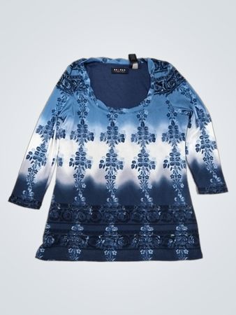 Zugang zu einem Liz Claiborne-Unternehmen blauen Blumenmuster Langarmoberteil erhalten