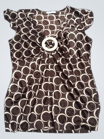 Dressbarn Damen Braun Kreisprint-Oberteil