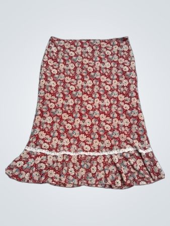 Midirock mit Blumenmuster und Spitzenbesatz