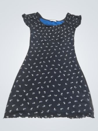 CURRANTS schwarzes Kleid mit Blumenmuster und blauem Futter