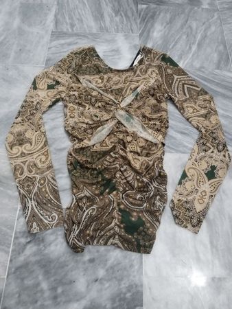 SLOWLOVE Paisley‑Print gerafftes Langarmshirt