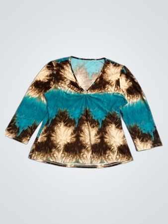 Tie-Dye-Langarmshirt mit V-Ausschnitt