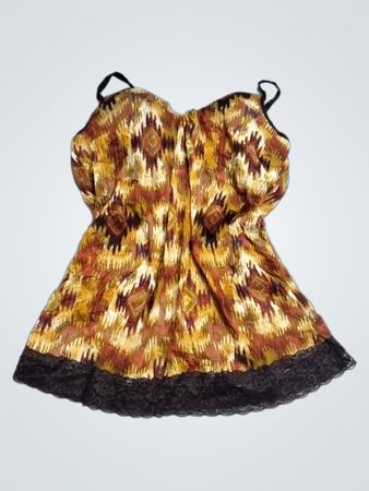 NEW DIRECTIONS Damen Größe M braunes, gemustertes Camisole mit Spitzenbesatz