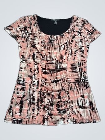 Alfani Damen Kurzarm gerafftes bedrucktes Top
