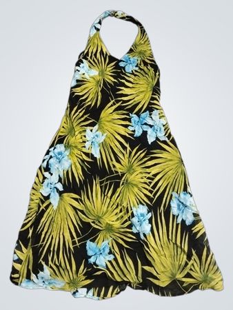 Lily-Blumenmuster Neckholder-Kleid