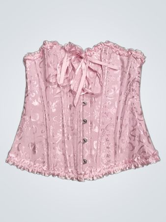 Rosa Korsett mit Spitze und Schleifen