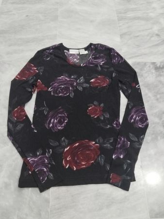 Newport News "easy style" schwarzes Langarmoberteil mit Blumenmuster