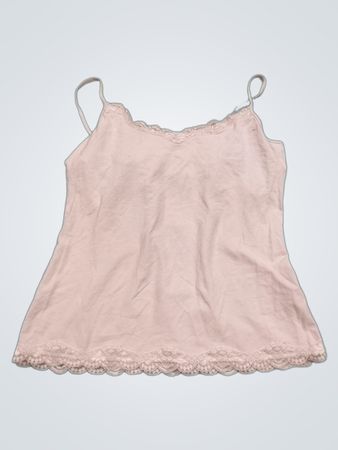 Rosa Camisole mit Spitzenbesatz