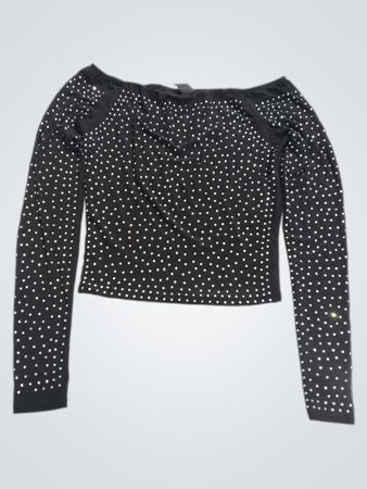 Windsor Strass-Top mit schulterfreiem Schnitt und langen Ärmeln