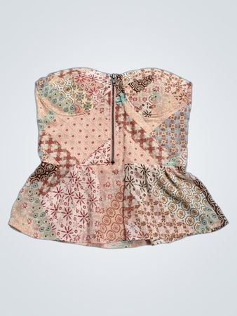 American Rag Cie Patchwork-Peplum trägerloses Top