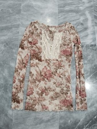 Denim & Supply Ralph Lauren Florales Spitzenoberteil mit langen Ärmeln