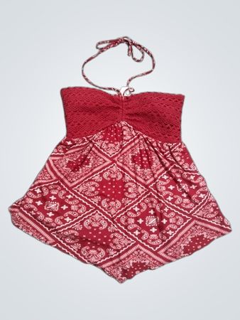 Rotes Bandana Neckholder-Top-Overall