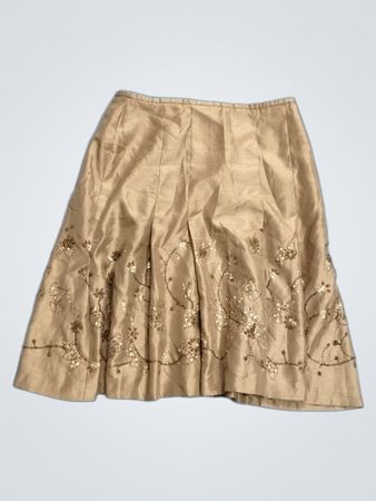 PASSIONE Damen Gold Pailletten Faltenrock Größe 46
