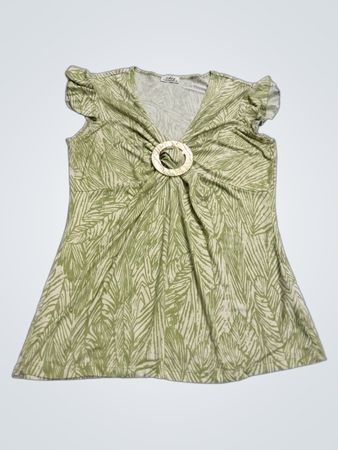 cdw Creative Design Works, Inc. Damen Top mit grünem Blattmuster