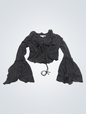 Urban Outfitters schwarzes Bell-Sleeve-Crop-Top