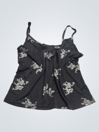 Schwarzes Trägershirt mit Drachenaufdruck