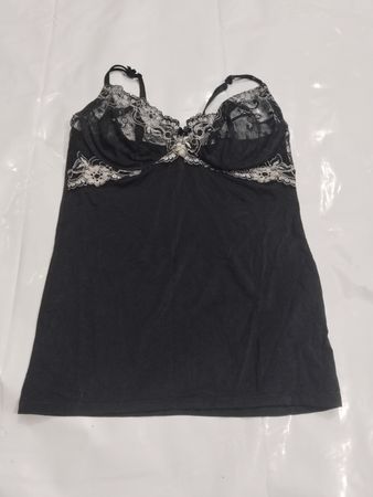 Schwarze Spitzenbesatz-Kamisollette