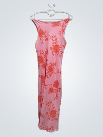 Rosa Blumen-Maxikleid
