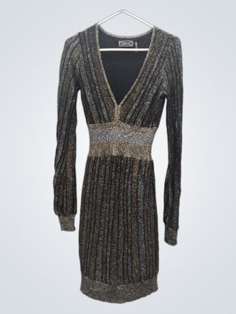 Guess Langärmeliges Metallic-gestreiftes Minikleid