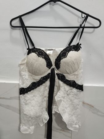 Linea Donatella Women’s White Lace Babydoll Lingerie