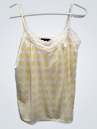 Die Limited Yellow Polka Dot Cami mit Spitzenbesatz
