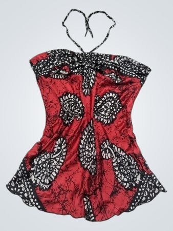 Rot-schwarz gemustertes Neckholder-Top