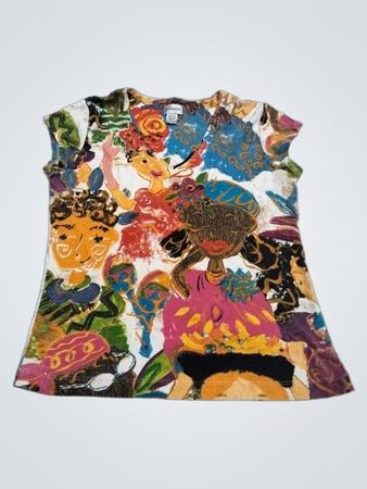 Chico's Women's 100% Cotton Graphic Print T-Shirt Größe 0